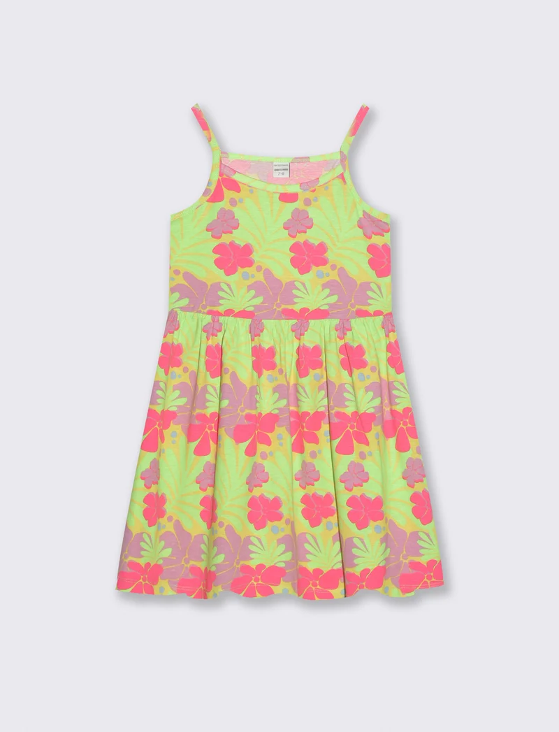 Abito in jersey stampato con fluo - Verde