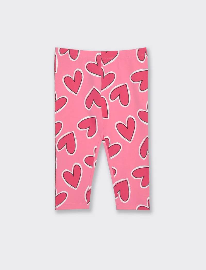 Leggings 3/4 in cotone elastico stampato - Fuxia