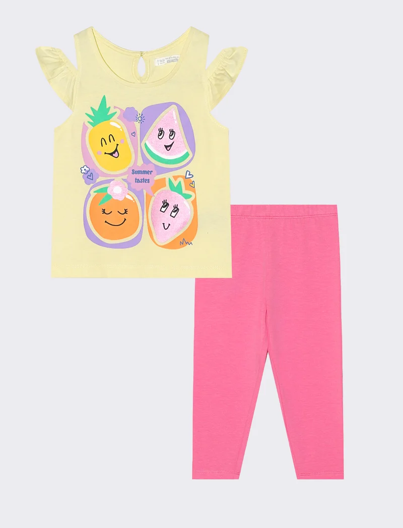 Set due pezzi con stampa per look quotidiani - Giallo