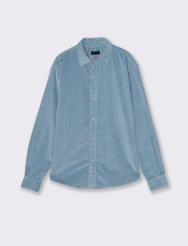 CAMICIA IN VELLUTO - Celeste