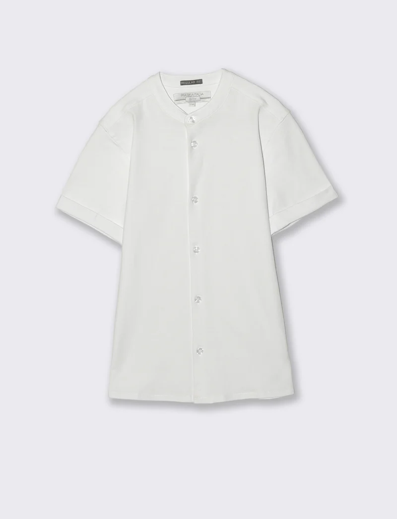 Camicia mezza manica in jersey elegante - Bianco