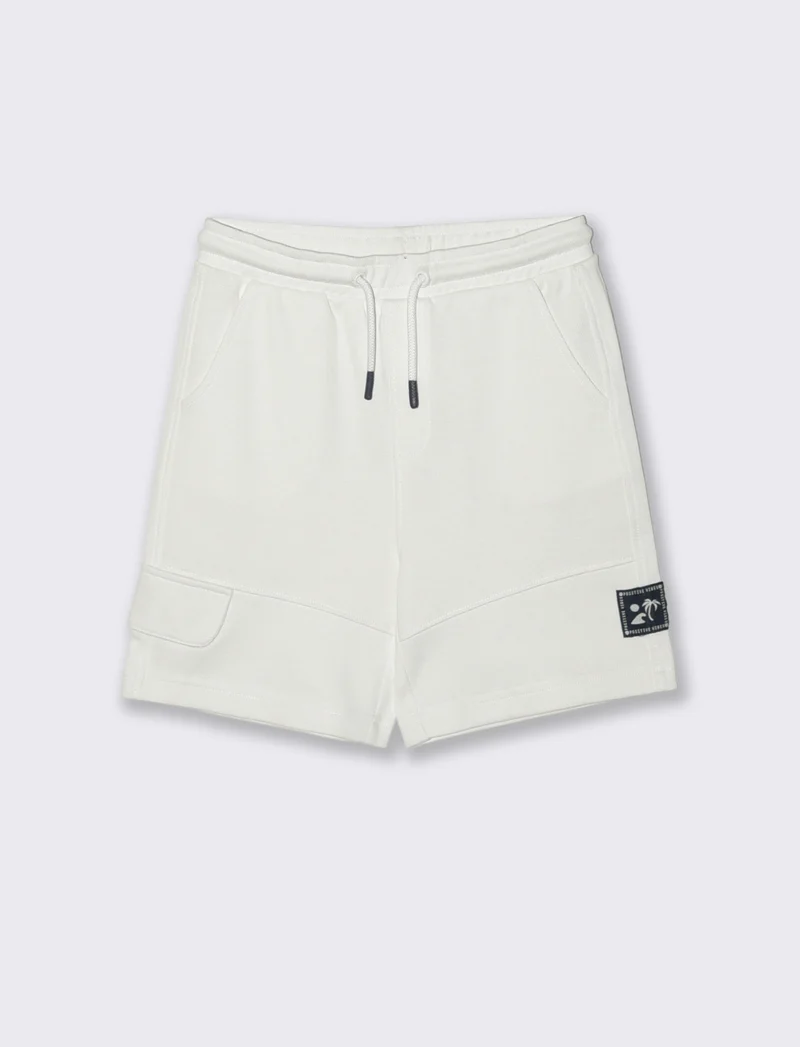 Bermuda in piquè con patch stiloso - Bianco