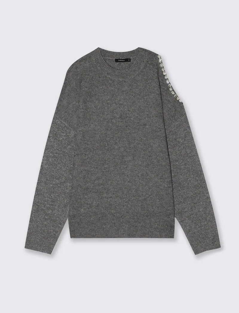PULLOVER CON CUT-OUT - Grigio mel.