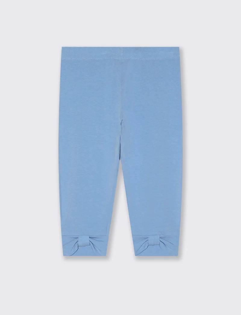 Leggings 3/4 da bambina con fiocco - Azzurro
