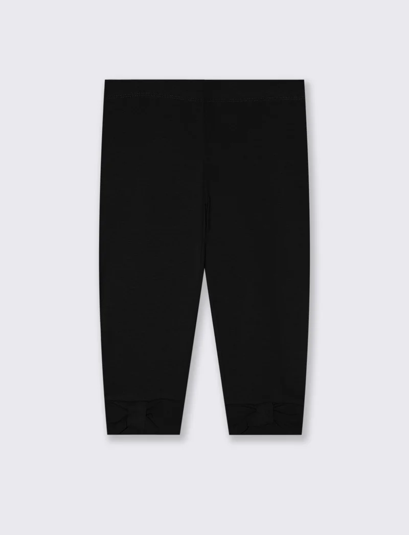 Leggings 3/4 da bambina con fiocco - Nero