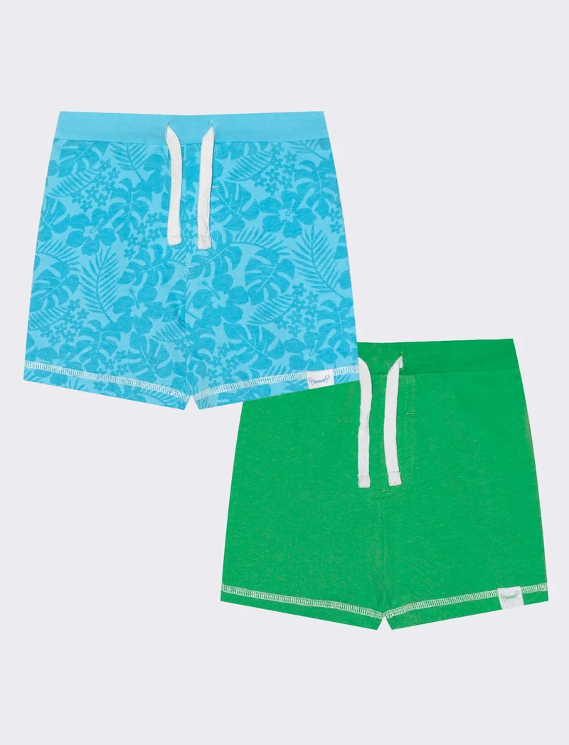 Bermuda bipack: tinta unita e fantasia - Verde