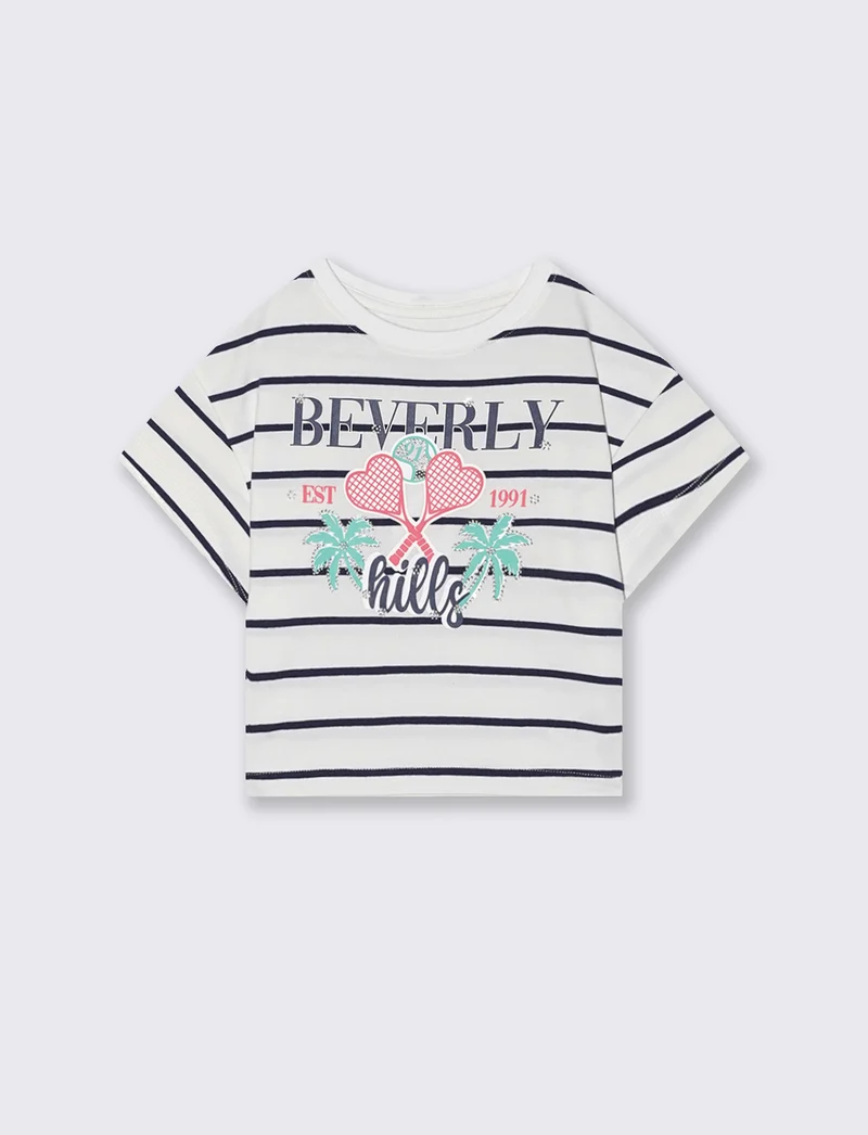 T-shirt rigata cropped per bambina - Righe