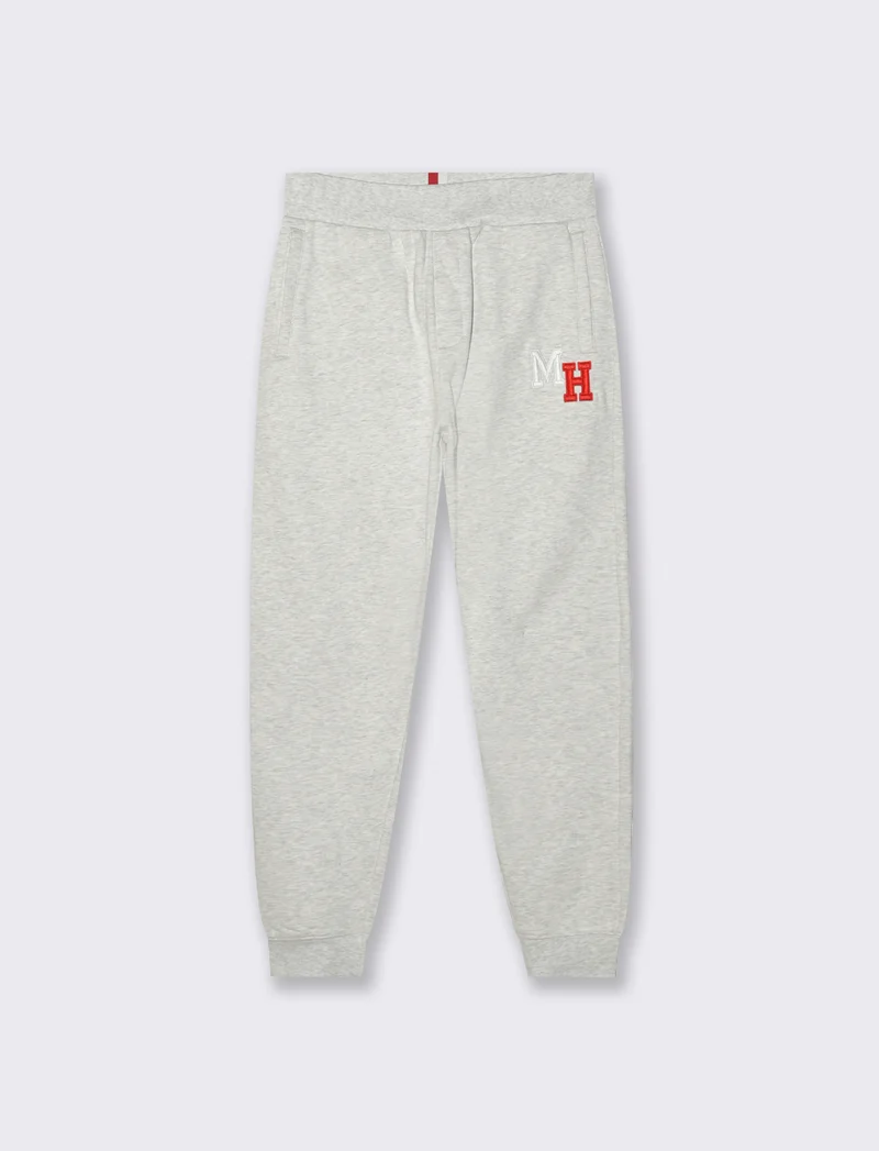PANTALONI JOGGER IN FELPA CON RICAMO - Grigio mel.