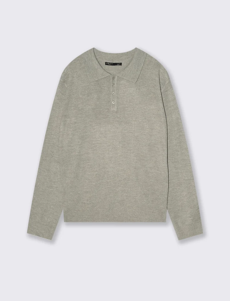 POLO IN MAGLIA EFFETTO LANA - Verde salvia