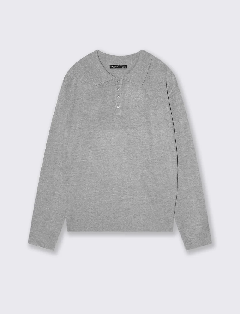 POLO IN MAGLIA EFFETTO LANA - Grigio mel.