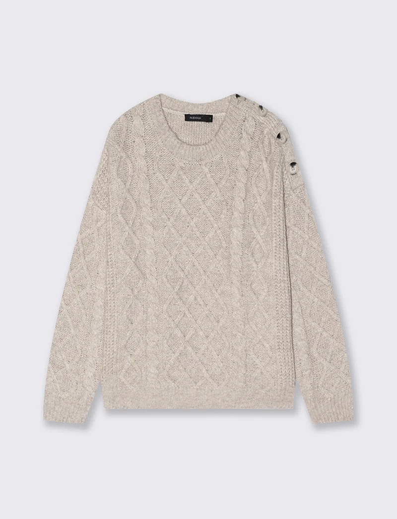 PULLOVER CON CHIUSURA A BOTTONI SULLA SPALLA - Avorio