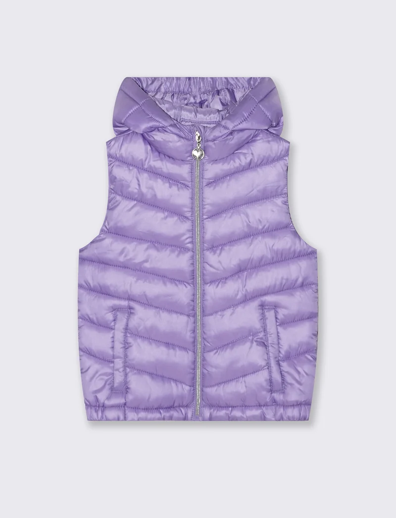 Gilet trapuntato leggero con cappuccio - Lilla
