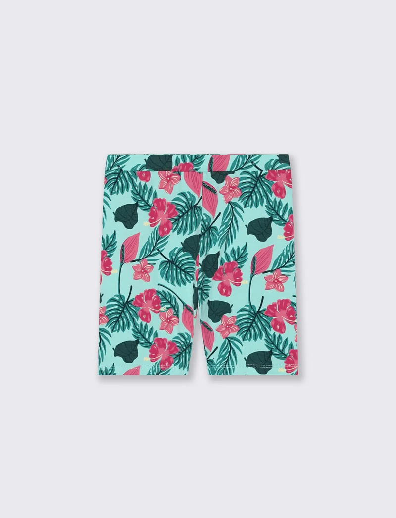 Leggings corti da bambina in cotone - Verde acqua