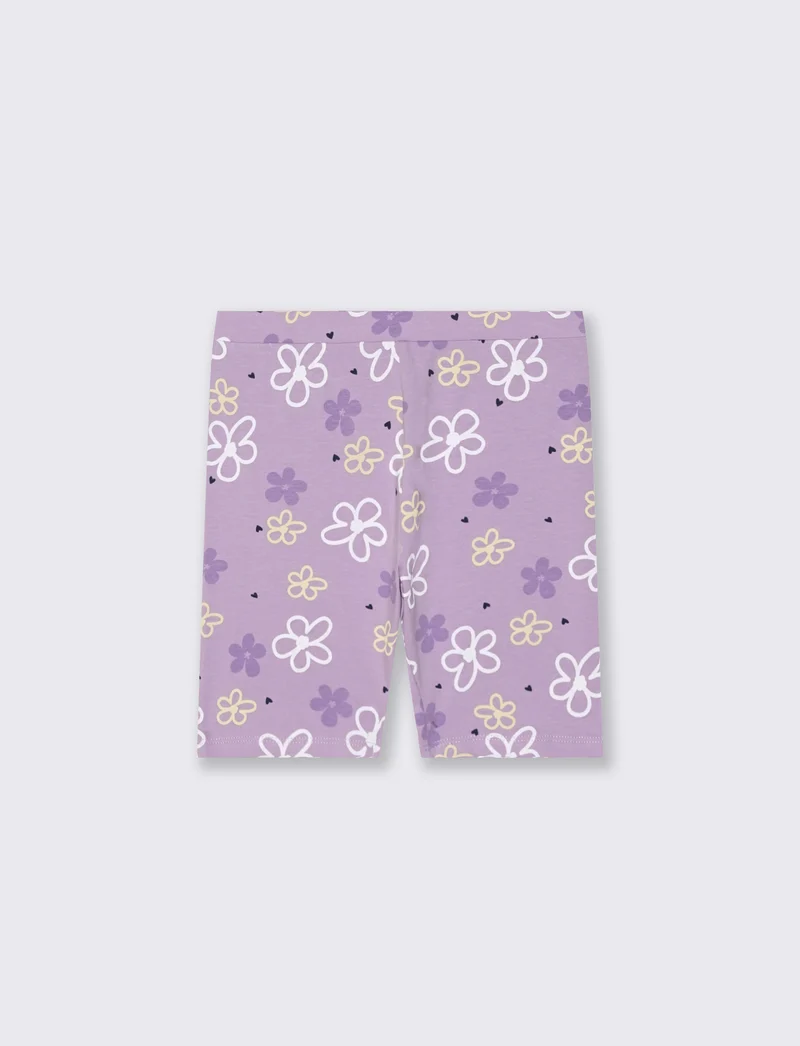 Leggings corti da bambina in cotone - Lilla