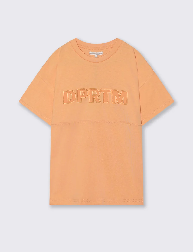 T-shirt loose in cotone estiva e trendy - Pesca