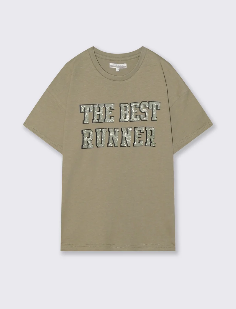 T-shirt oversize in jersey con stampa - Grigio mastice