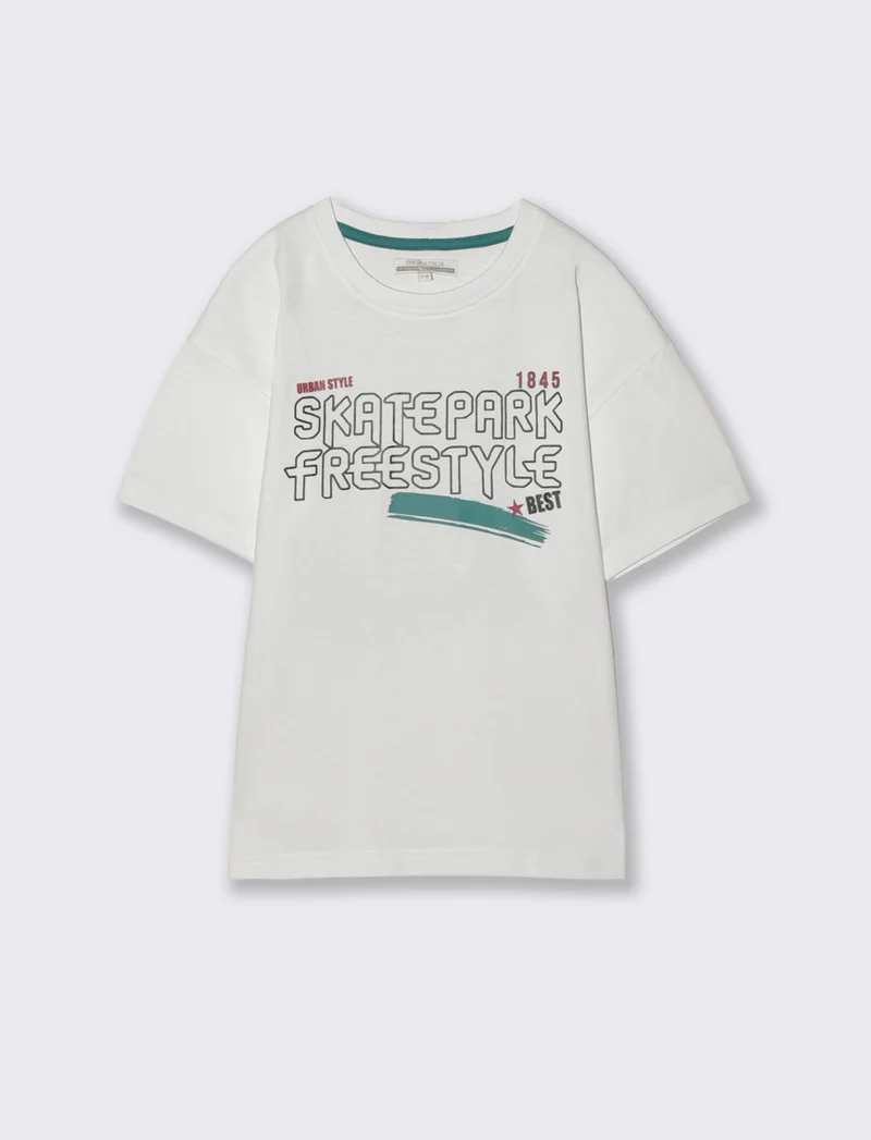 T-shirt Skatepark in cotone loose style - Bianco