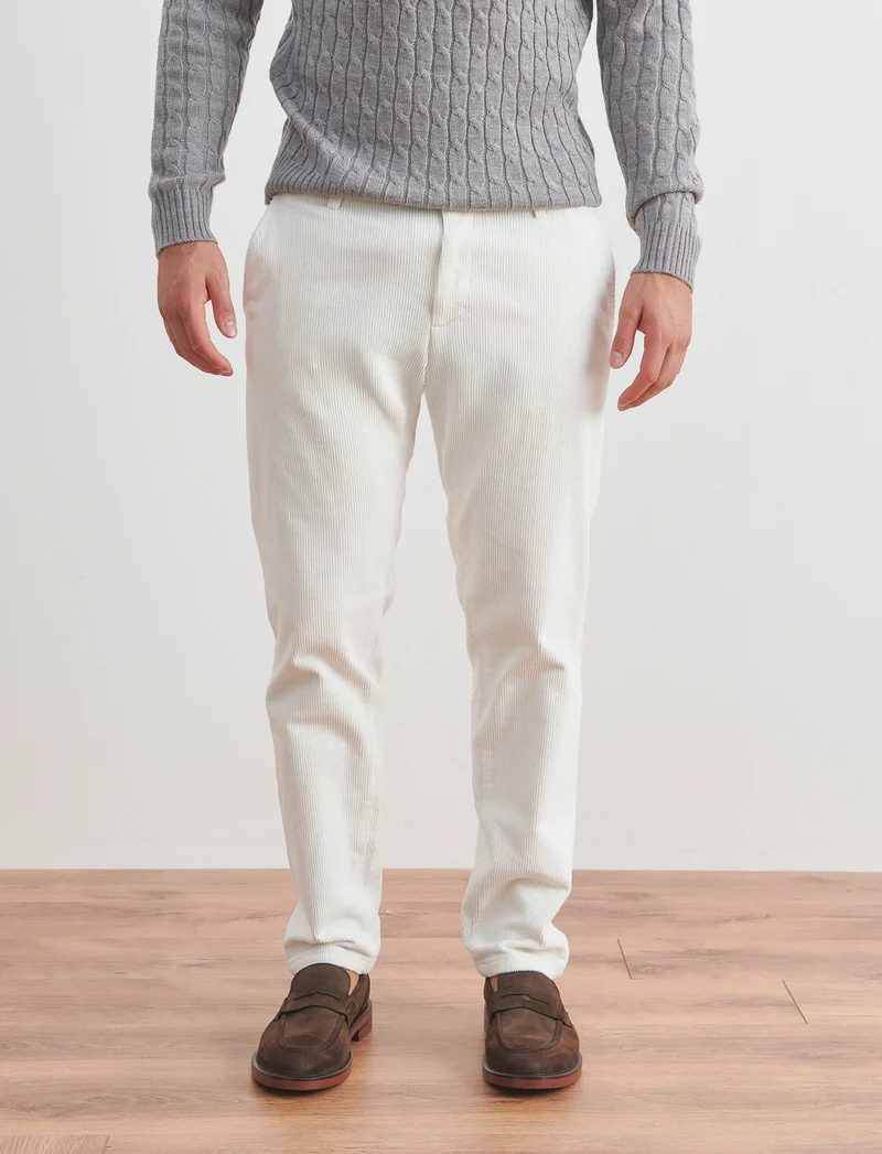 PANTALONI CHINO IN VELLUTO - Bianco