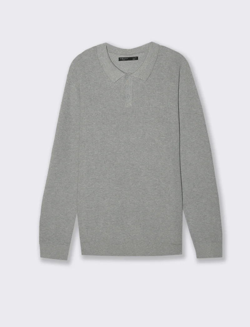 MAGLIA A COSTE MODELLO POLO - Grigio mel.