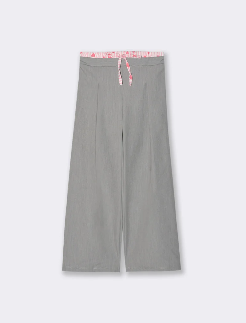 Pantaloni eleganti grigi con bustino a contrasto. - Grigio