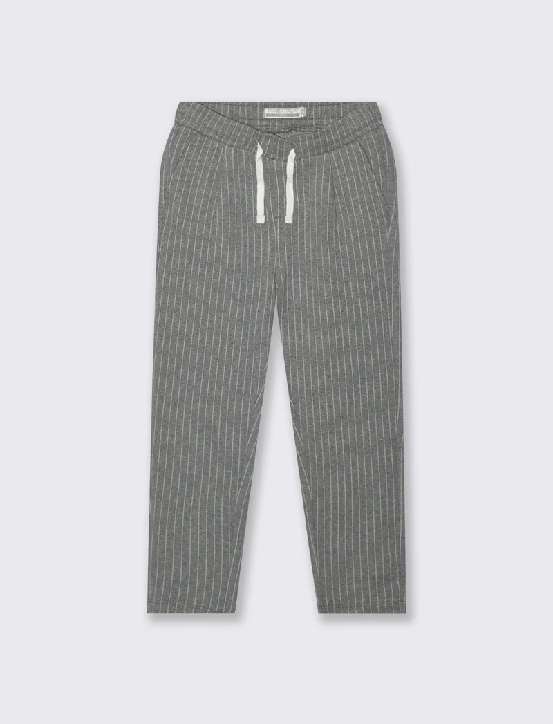 Jogger in maglia fantasia a riga. - Grigio