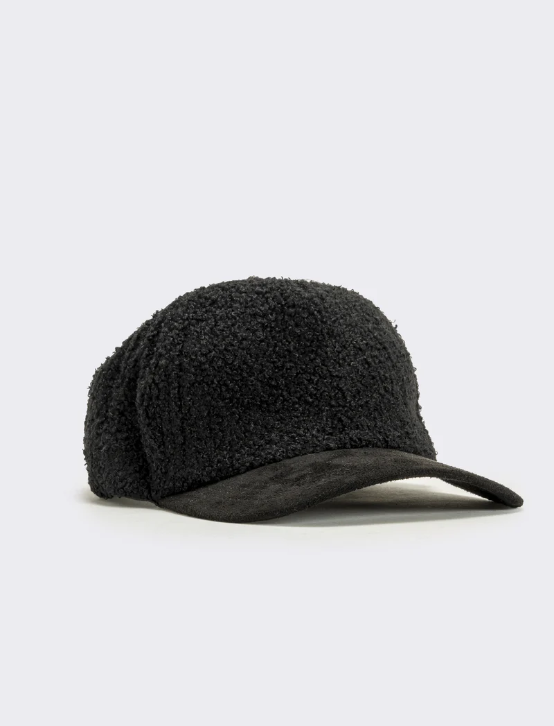 Cappello baseball effetto teddy visiera dainetto - Nero
