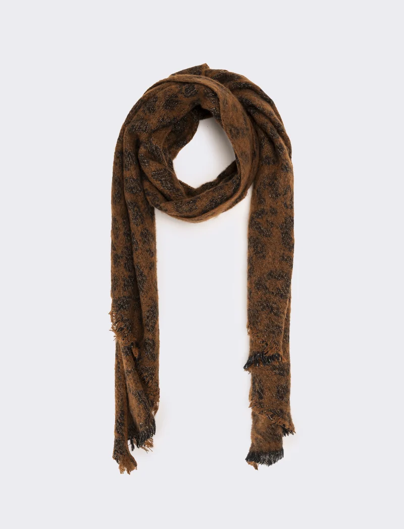Sciarpa asimmetrica leopardata donna - Marrone