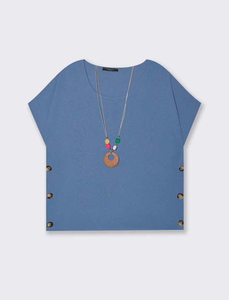 Casacca in viscosa con bottoni sul lato - Denim