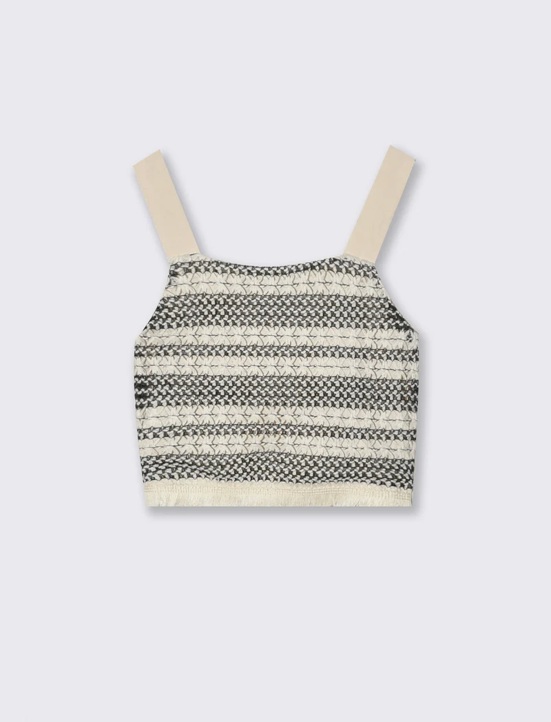 Top cropped in tessuto a rete traforato. - Fantasia