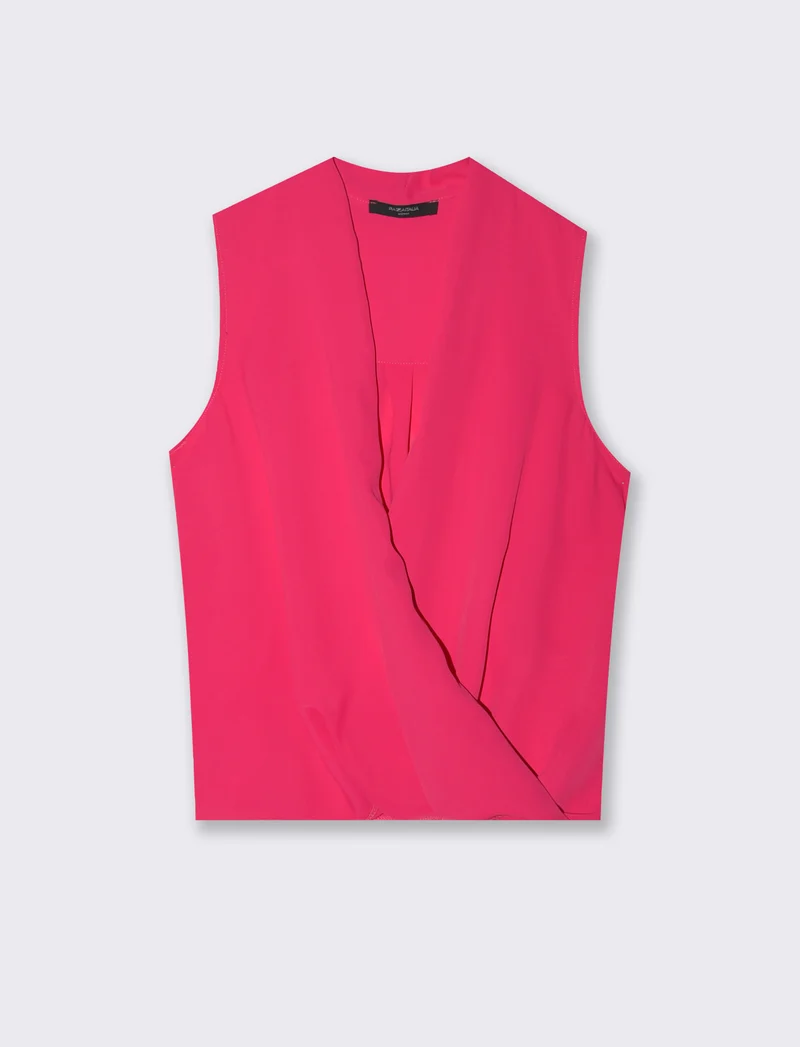 Top smanicato con scollo a V - Fuxia