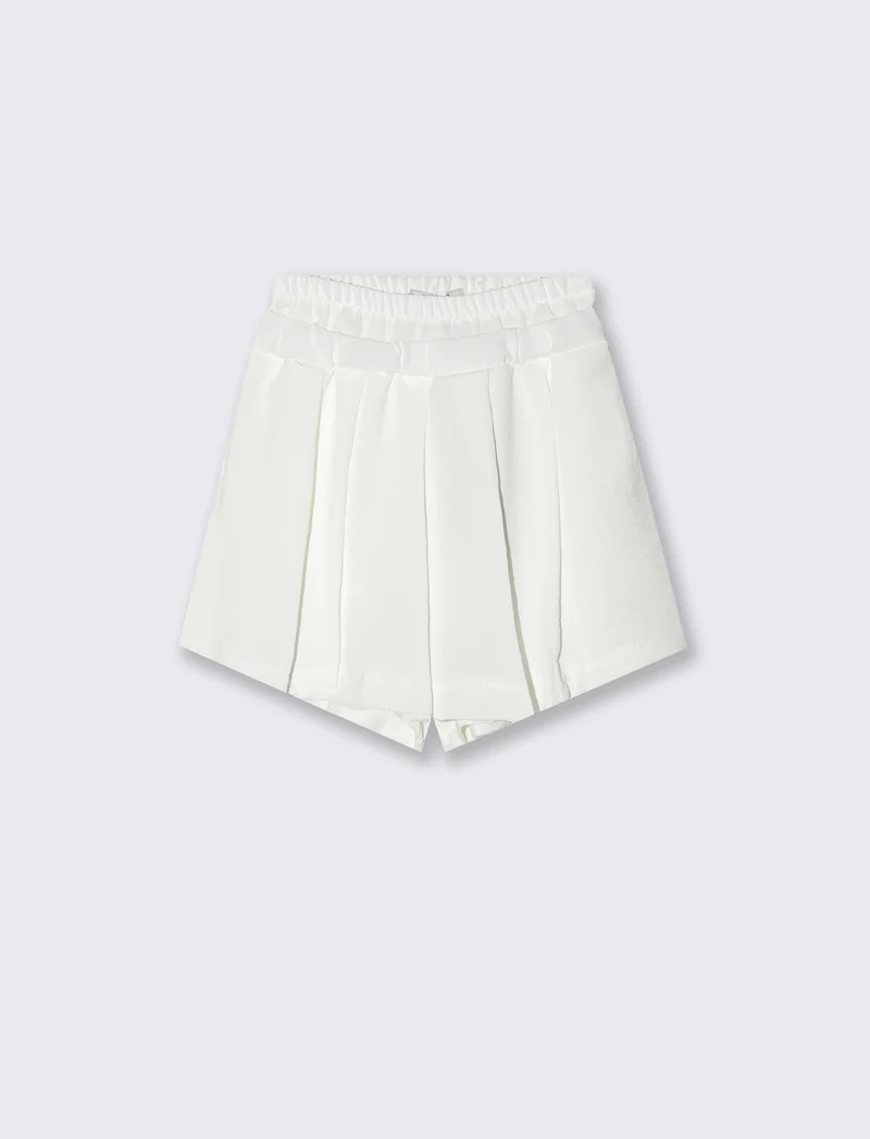 Short finta gonna in tessuto leggero. - Bianco