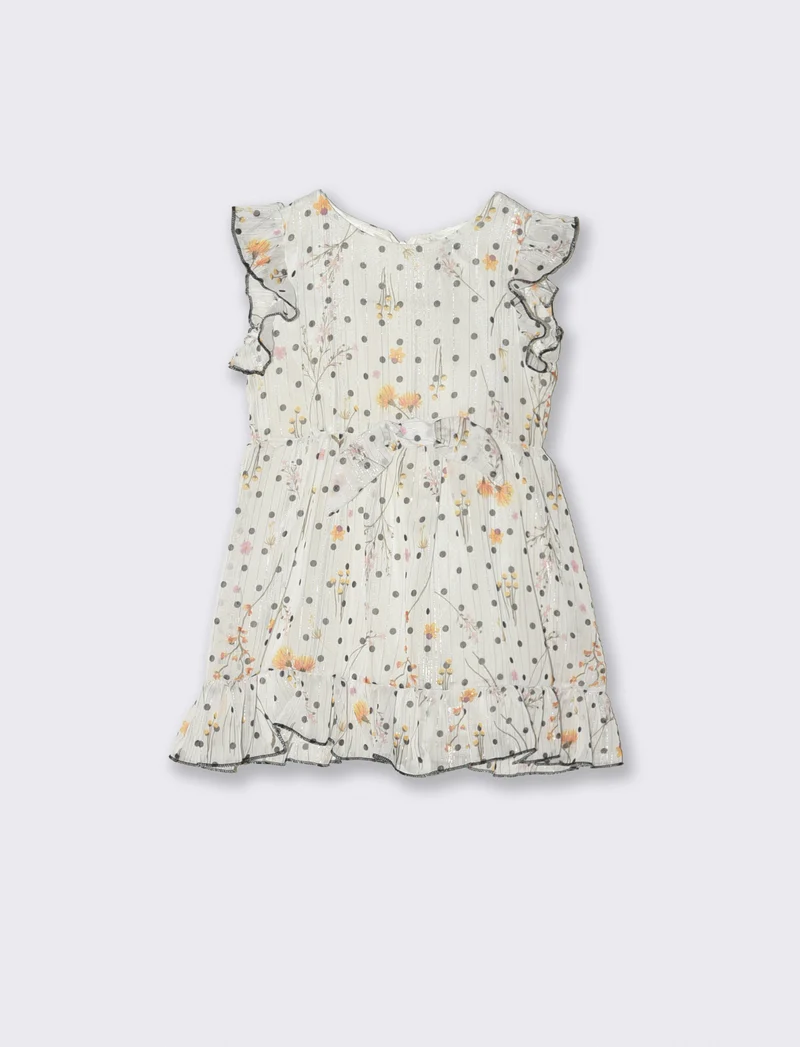 Abito elegante da neonata in tessuto leggero stampato. - Fantasia