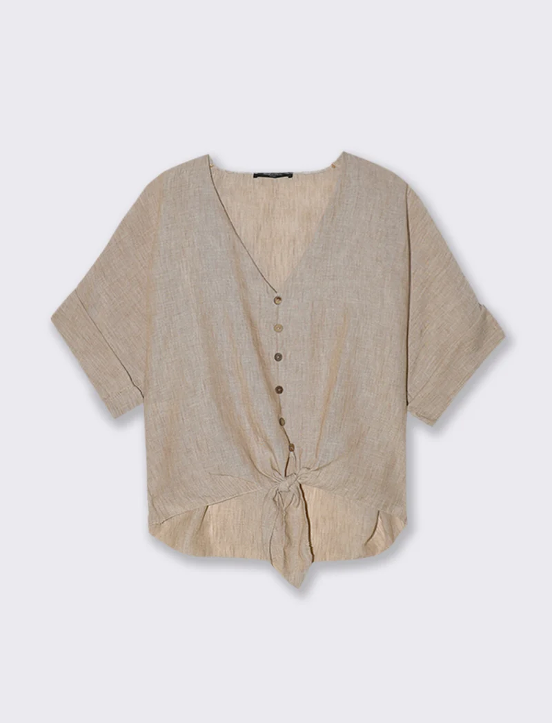 Casacca con bottoni scollo a V - Beige