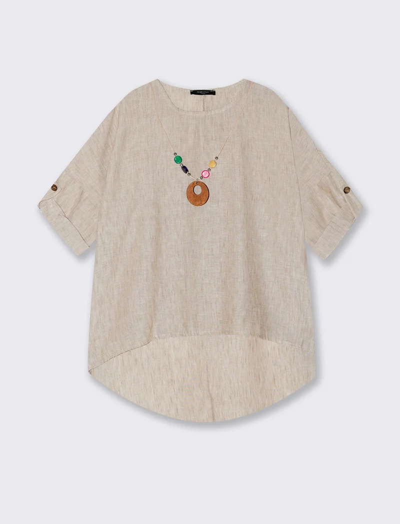 Casacca over con collana - Beige