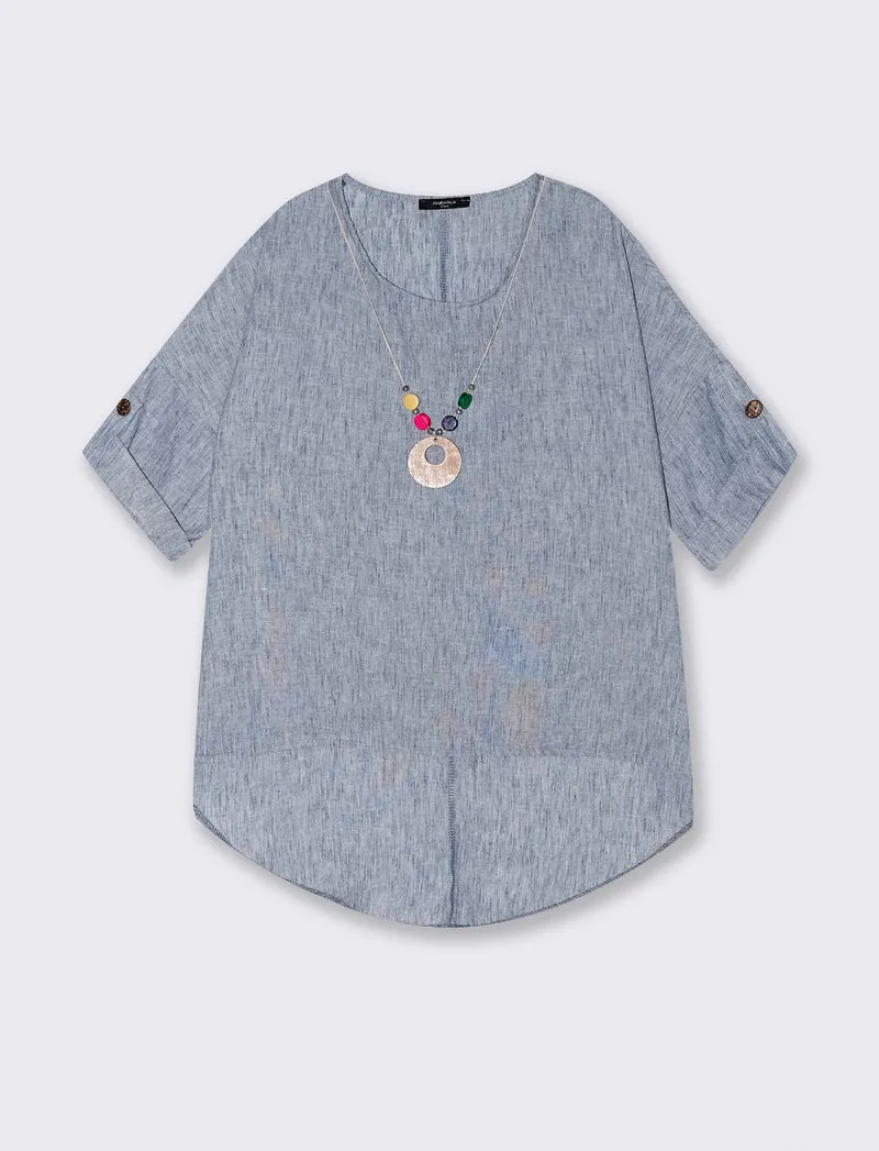Casacca over con collana - Denim