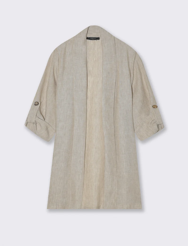 Giacca lunga destrutturata senza bottoni - Beige