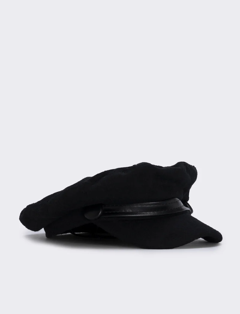 Cappello berrettone donna leopardato - Nero
