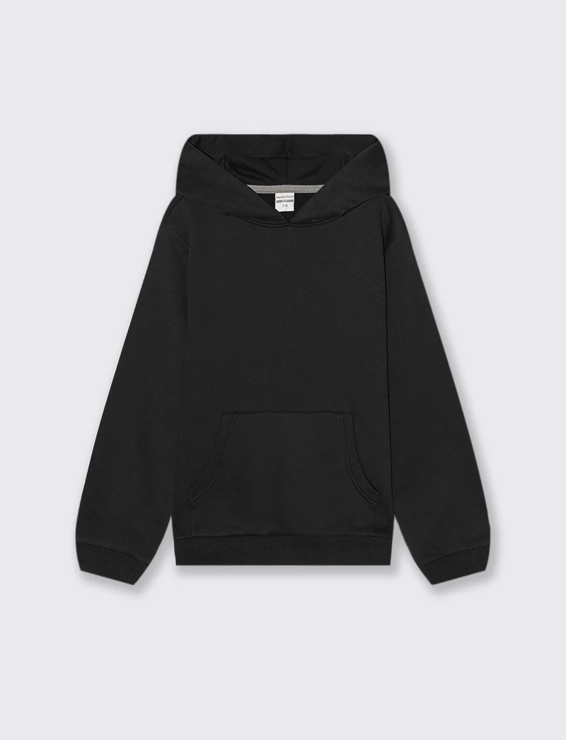 FELPA GIROCOLLO CON CAPPUCCIO - Nero