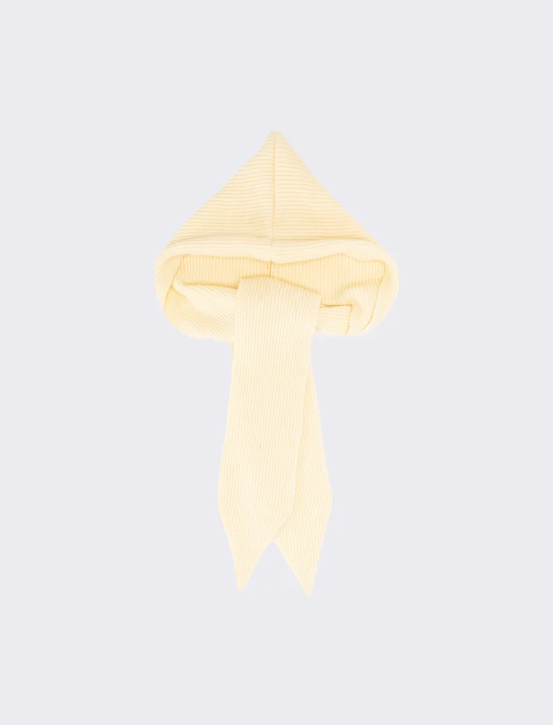 Cappello sciarpa in maglia a costine - Beige