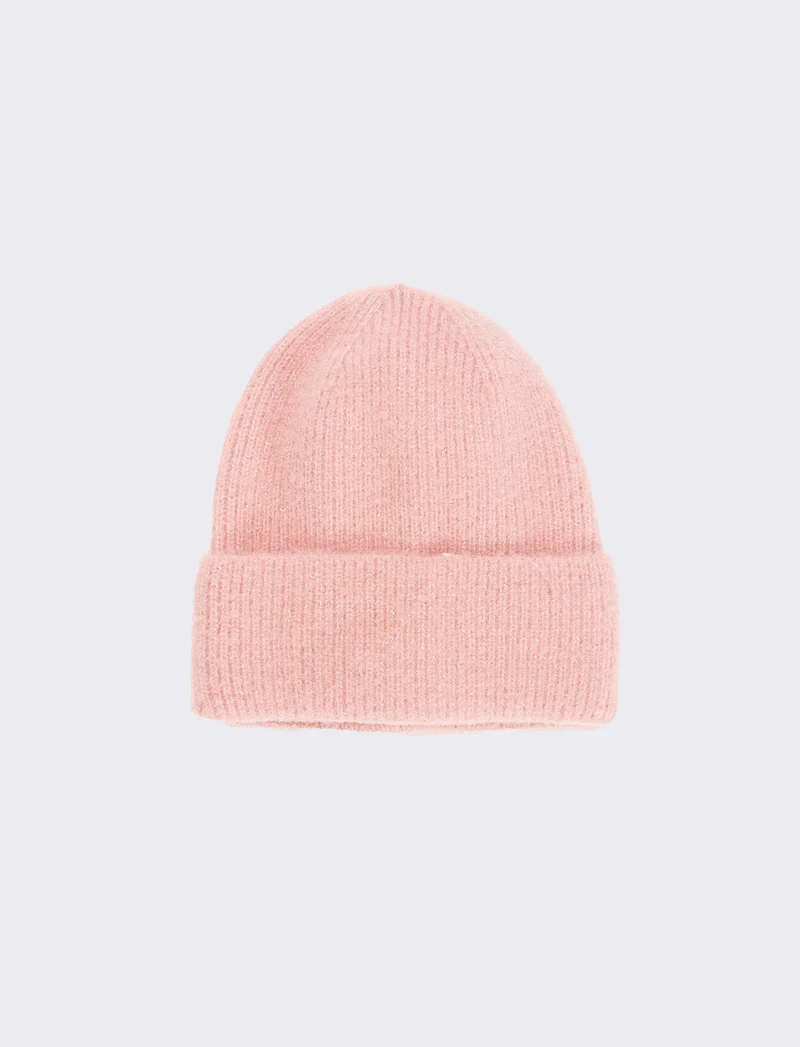 Cappello con risvolto lurex - Rosa
