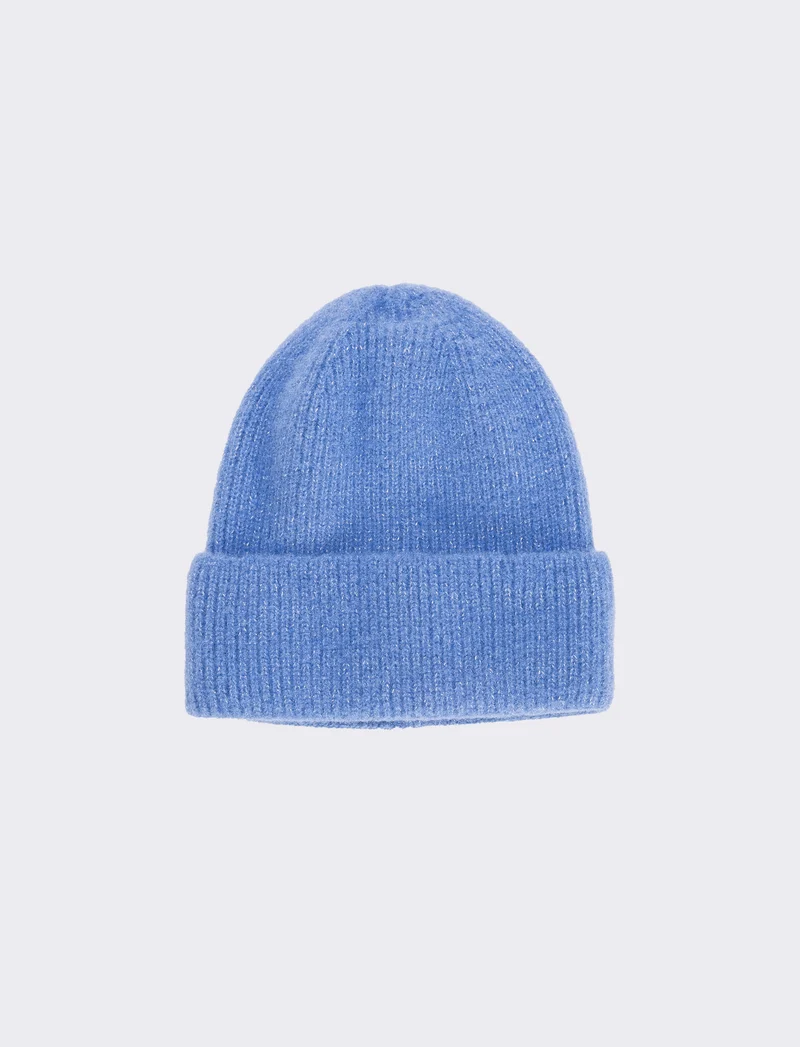 Cappello con risvolto lurex - Blu