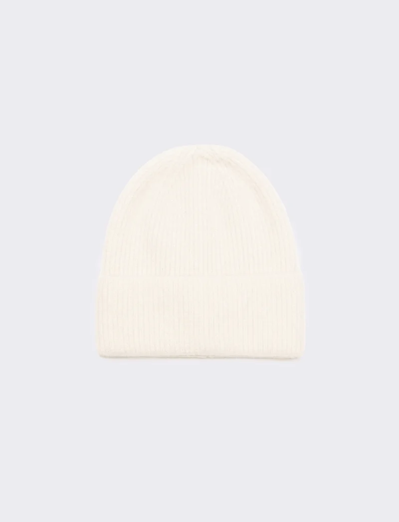 Cappello con risvolto lurex - Bianco sporco