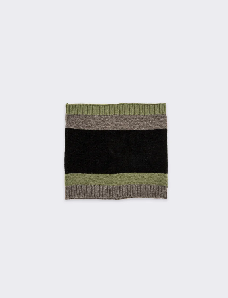Collo a righe in maglia bambino - Nero