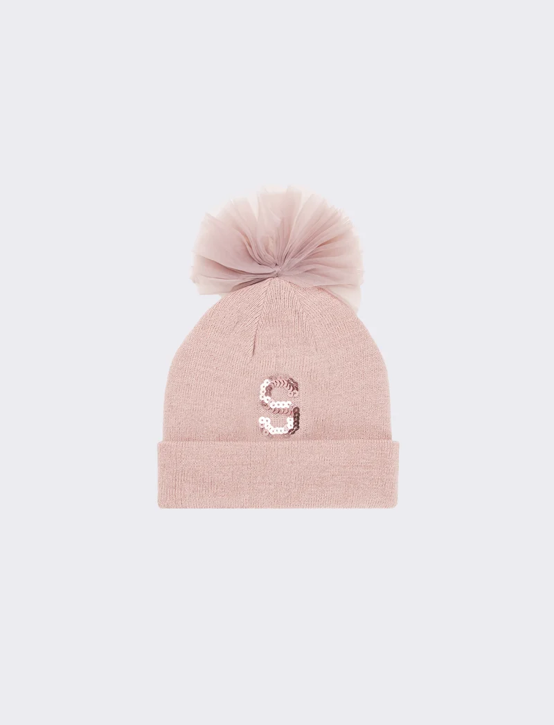 Cappello con fiocco in tulle e lettera paillettes - Var 6