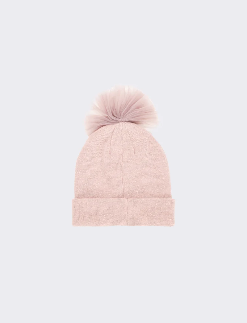Cappello con fiocco in tulle e lettera paillettes - var 2