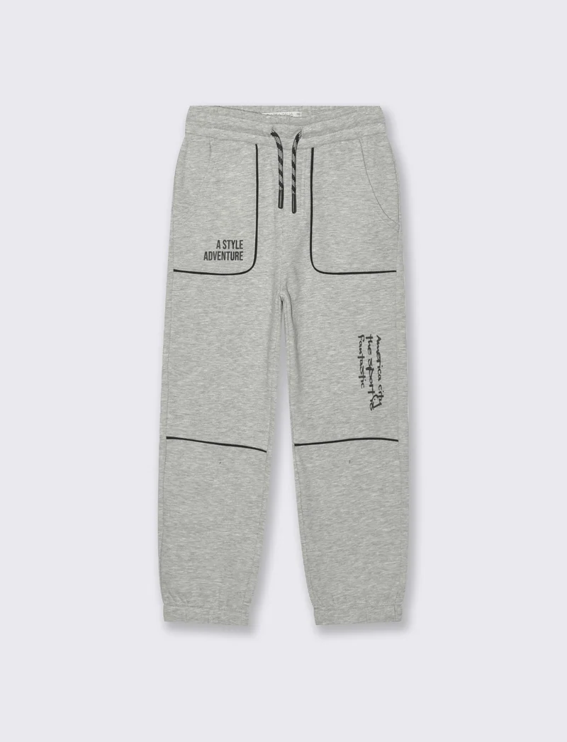 JOGGER IN FELPA GARZATA - Grigio mel.