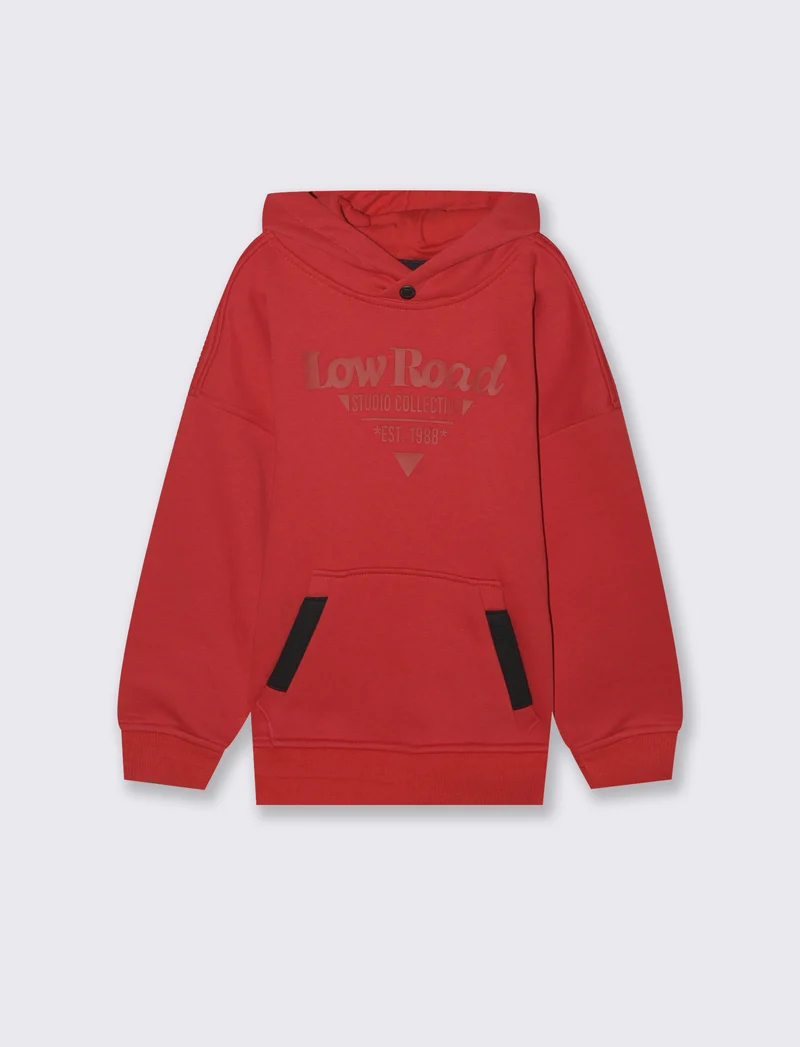 FELPA CON CAPPUCCIO - Rosso