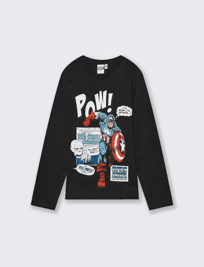T-SHIRT MANICA LUNGA MARVEL - Nero