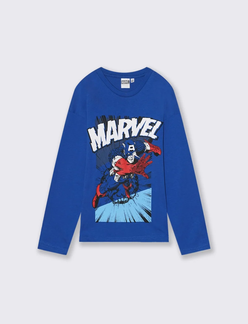 T-SHIRT MANICA LUNGA MARVEL - Blu cobalto