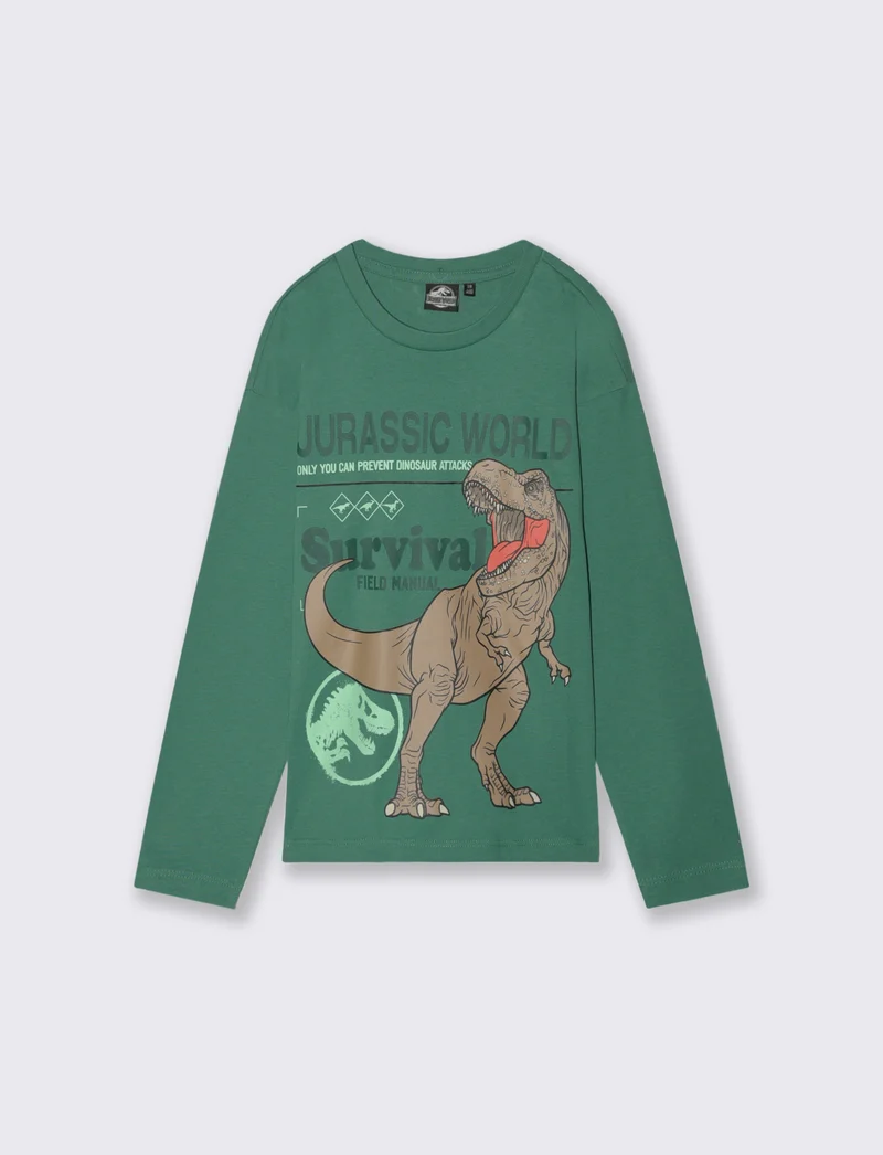 T-SHIRT MANICA LUNGA JURASSIC WORLD - Verde